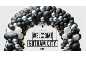 arco de globos para fiesta de superheroes