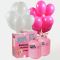 dos bombonas de helio grandes con 100 globos rosa y blanco