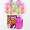 bombona de helio grande con 50 globos surtido neon