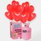 Bombona de helio grande con 50 globos san valentin corazones rojos