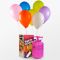 pack de bombona de helio pequeña con 30 globos de látex de colores