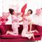 montaje con globo foil corazon 45cm rosa claro con "love" y flecha 2