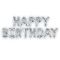 Set Happy Birthday Letras Foil 35cm Plata. SOLO AIRE