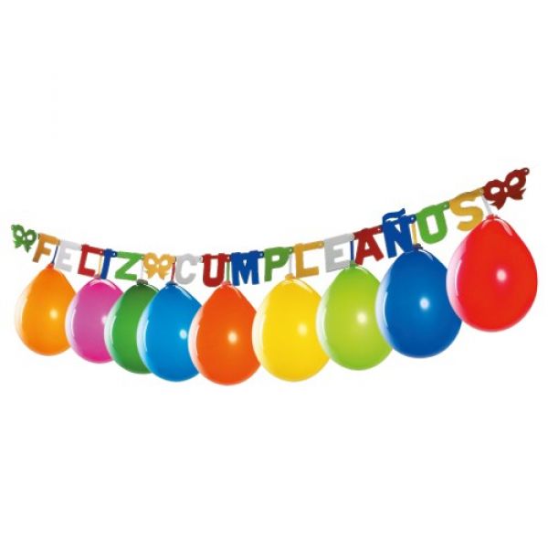 Tibio Mirar furtivamente Empleado Guirnalda "Feliz Cumpleaños" con Globos de Colores