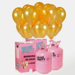 dos bombonas de helio grandes con 100 globos oro