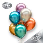 Bolsa de 50 globos de látex de 28cm en acabado cromado. Pincha y elige el color