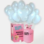 Bombona de helio grande con 50 globos san valentin corazones blancos