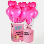 bombona de helio grande con 50 globos san valentin corazones rosa