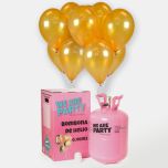 bombona de helio grande con 50 globos oro