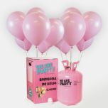 bombona de helio grande con 50 globos rosa baby