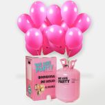 bombona de helio grande con 50 globos rosa