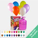 bombona de helio grande con 50 globos de látex elige el color