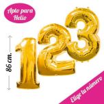 globo foil con forma de numero color oro 86cm