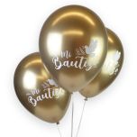 Bolsa de 12 globos cromados dorados bautizo