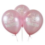 Bolsa 12 Globos DECO Sempertex® Látex 30cm "Mi Bautizo" Rosa Satin