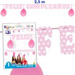 guirnalda feliz cumpleaños rosa claro de 2,50m