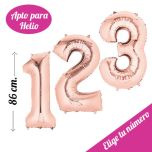 Globo Foil Número 86cm Rosa Dorado Helio. Pincha y elige tu número