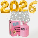 globos de fin de año con forma de numero 2022 color oro con bombona de helio grande
