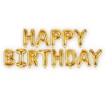 Set Happy Birthday Letras Foil 35cm Oro. SOLO AIRE