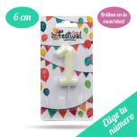 Vela con forma de numero blanco fluorescente