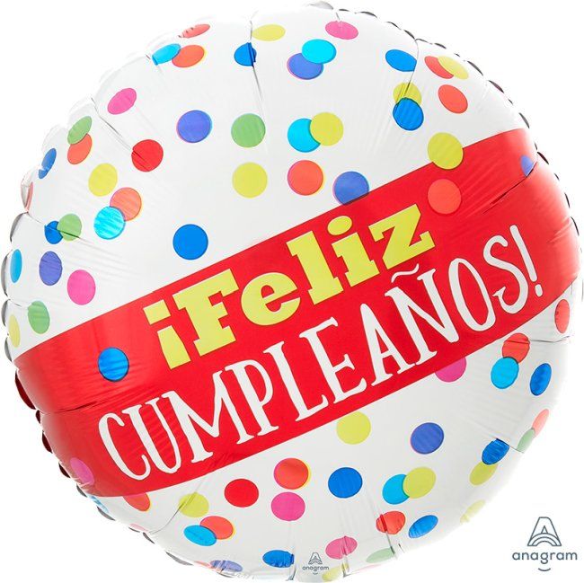 Globo foil metálico de 45cm Feliz Cumpleaños