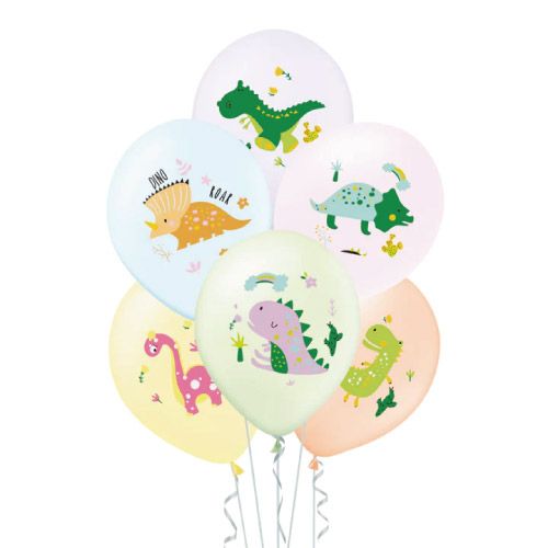 bouquet 6 globos latex 30cm dinosaurios adorables
