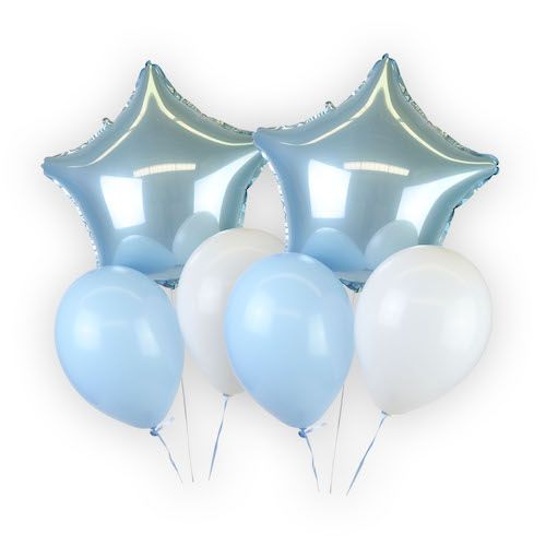 Boquet globos azul claro foil metálicos y látex