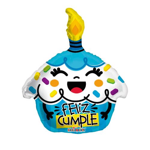 globo foil con forma de cupcake azul