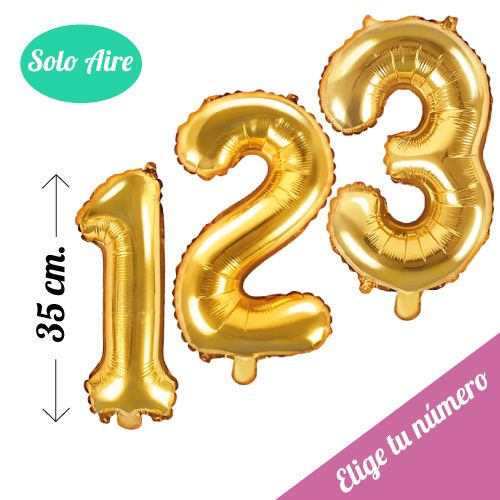 globo foil numero oro de 35cm
