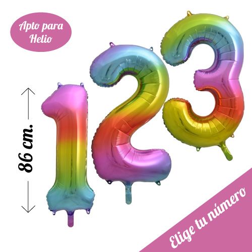 globo foil 86cm con forma de numero color rosa pastel