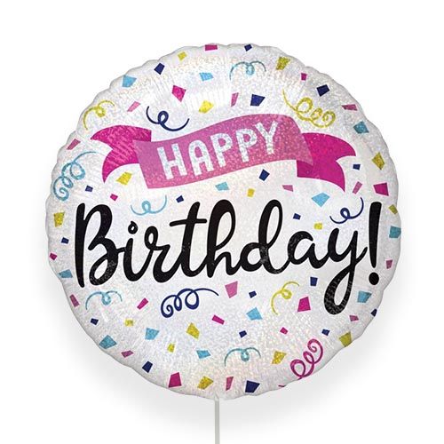 Globo foil 45cm redondo happy birthday confeti Anagram