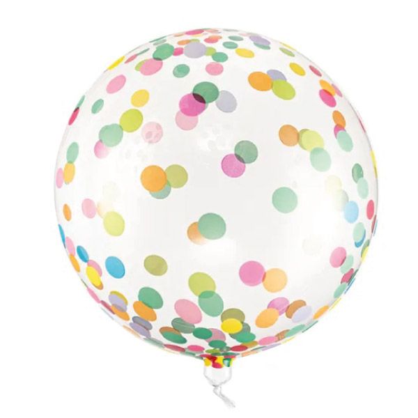 Globo Bubble Transparente 40 cm con Confeti de colores