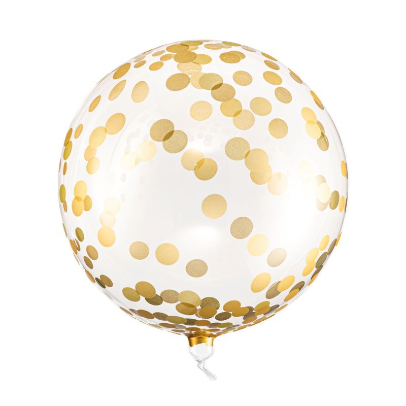 Globos bubble 40cm transparente confeti dorado