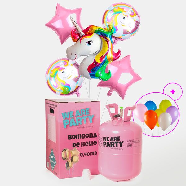 globos de unicornio con bombona de helio grande