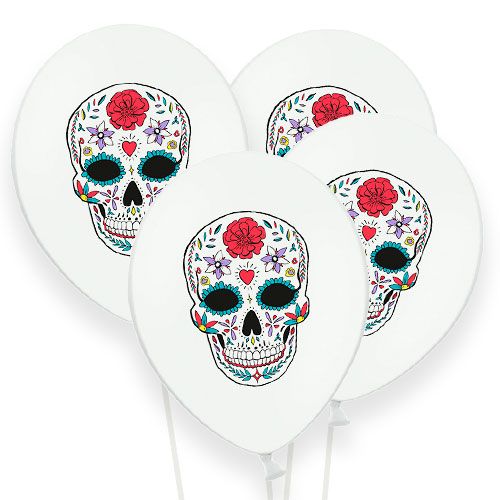 globos de latex blancos con calaveras caterina para halloween