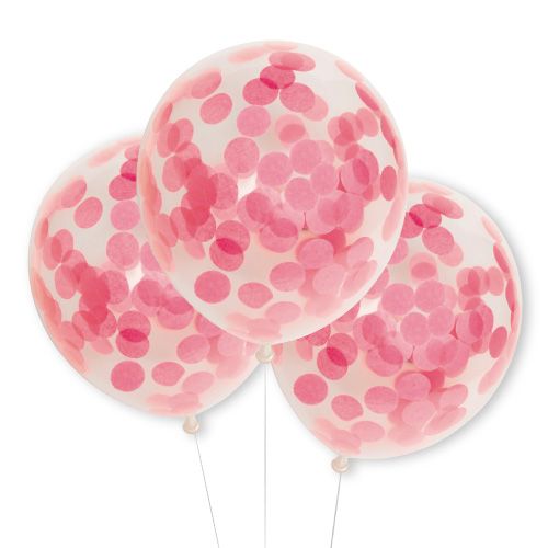 6 globos de latex confeti real rosa
