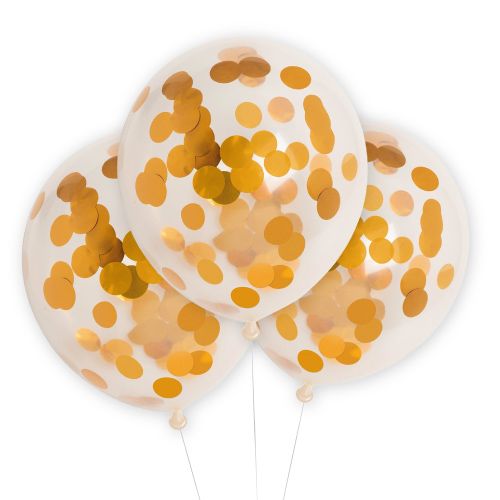 globos de latex transparentes con confeti real dorado