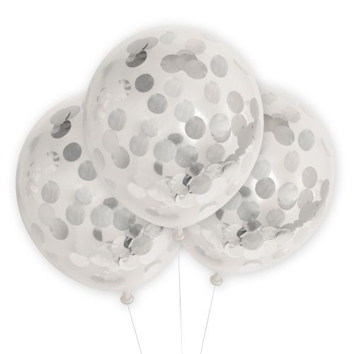 globos transparentes con confeti real plateado