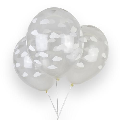 globos transparentes de 30cm con nubes                    