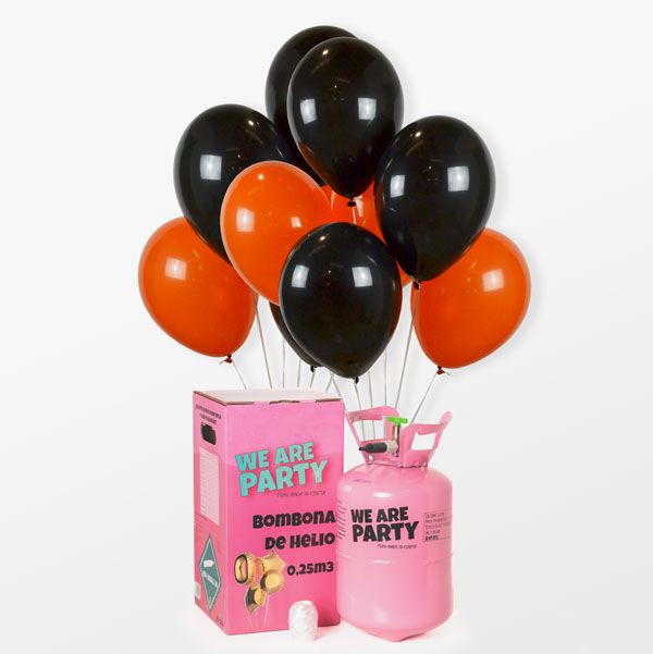 Pack Helio Mini Globos Negros&Naranja Halloween