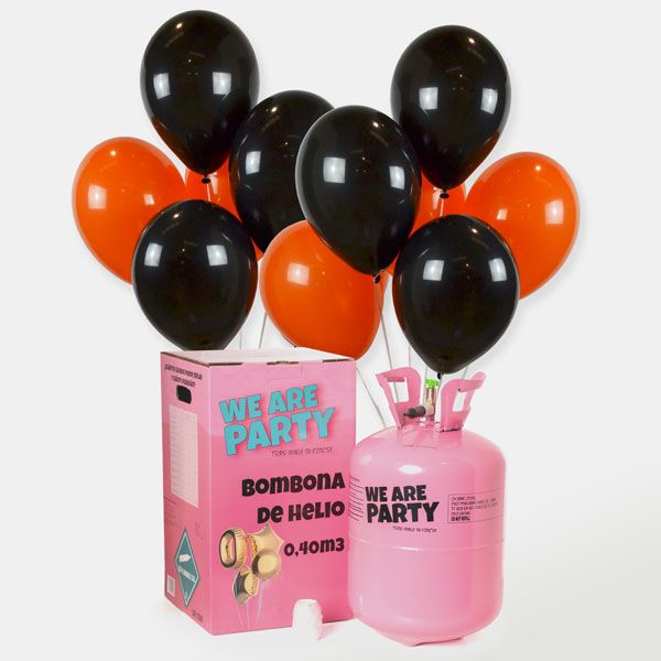 Pack Helio Maxi Globos Negros&Naranja Halloween