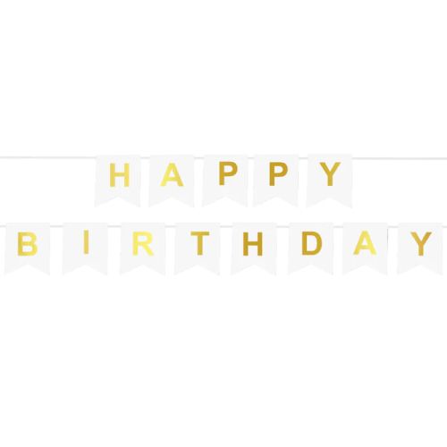 guirlanda de banderines Happy Birthday azul y oro