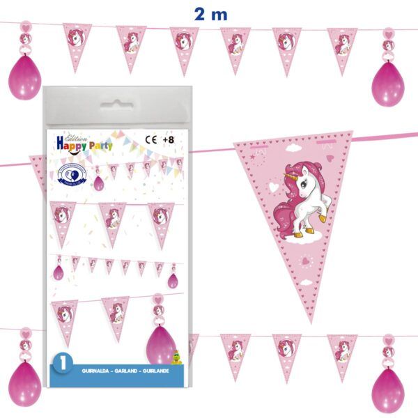 Guirnalda de unicornios con globos de 2m