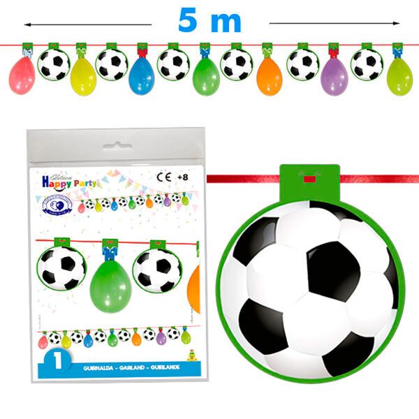 Guirnalda de fútbol con globos de 5m