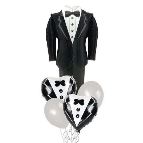 set de 5 globos para bodas "traje de novio"