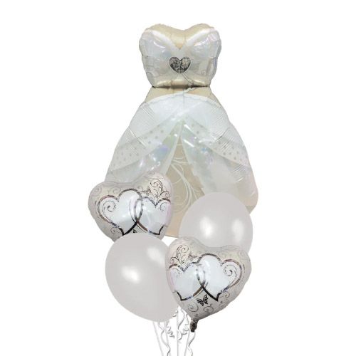 set de 5 globos para bodas "vestido de novia"