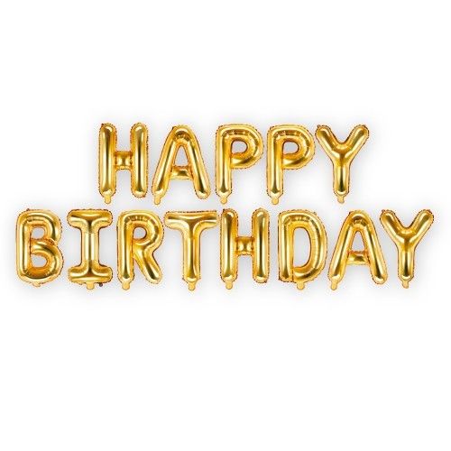 Set Happy Birthday Letras Foil 35cm Oro. SOLO AIRE