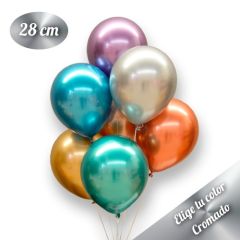 Bolsa de 50 globos de látex de 28cm en acabado cromado. Pincha y elige el color
