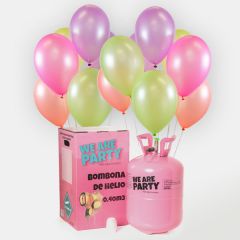 bombona de helio grande con 50 globos surtido neon