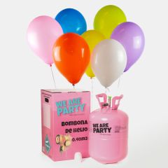 pack bombona de helio grande con 50 globos de colores